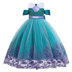 Elegant Teal and Purple Kids Formal Dress